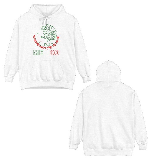 Mexico With Mexican Eagle From Flag Red Green And Double Sided Hoodies