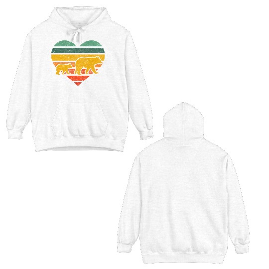 Mama Bear One Cub Heart Mothers Day Double Sided Hoodies