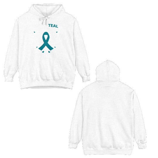Heart I Wear Teal For Sister In Law Ovarian Double Sided Hoodies