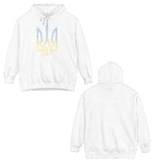 Ukraine Flag And Trident Ukrainian Double Sided Hoodies
