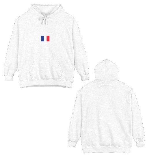 France Flag White Text Double Sided Hoodies