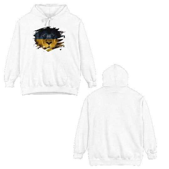 Ukraine Flag And African Lion Ukrainian Pride Double Sided Hoodies