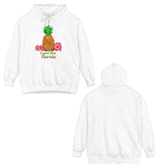 I Love Crystal River Florida Fl Pineapple Floral Double Sided Hoodies