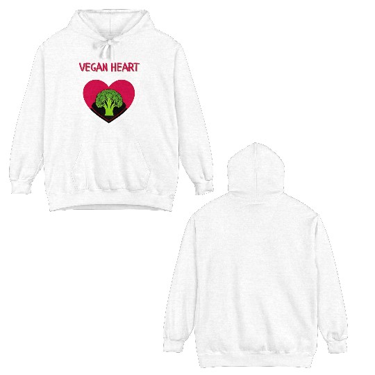 Vegan heart, broccoli heart Double Sided Hoodies