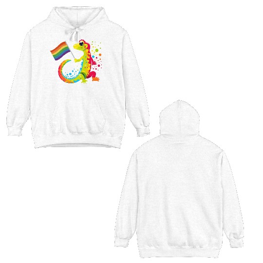 Gay Pride Gecko Double Sided Hoodies