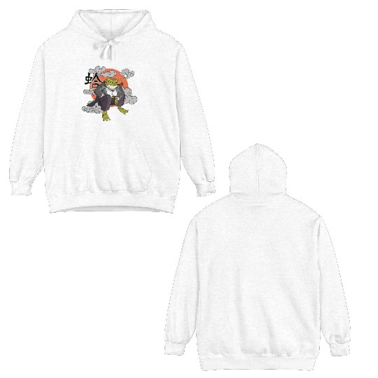 Japanese frog in Yakuza gangster costume Double Sided Hoodies