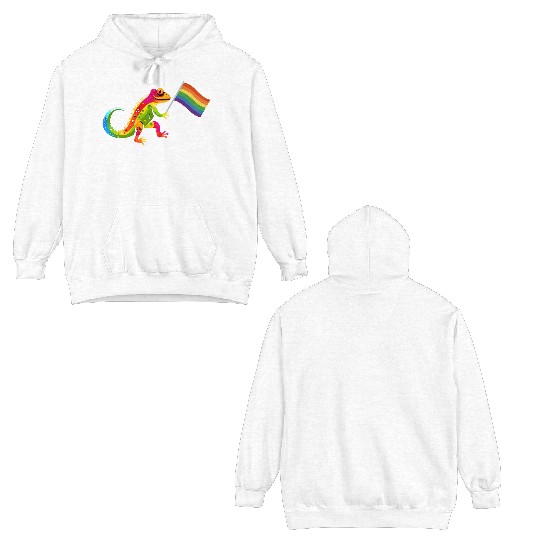 Gay Pride Gecko Double Sided Hoodies
