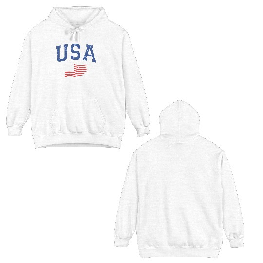 USA Flag Patriotic 4th of July America Double Sided Hoodies