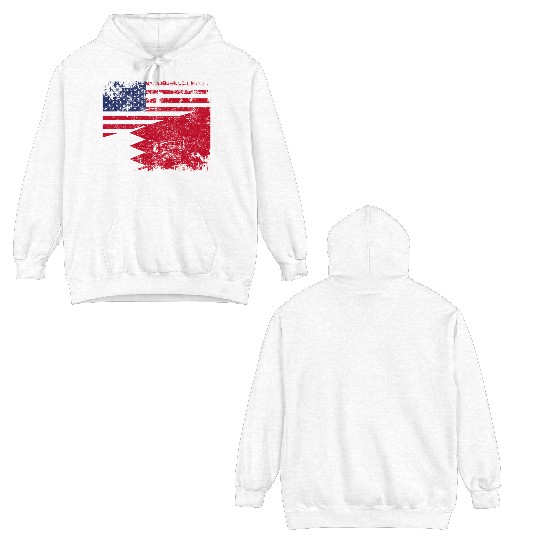 Bahraini Roots Half American Flag Usa Bahrain Flag Double Sided Hoodies
