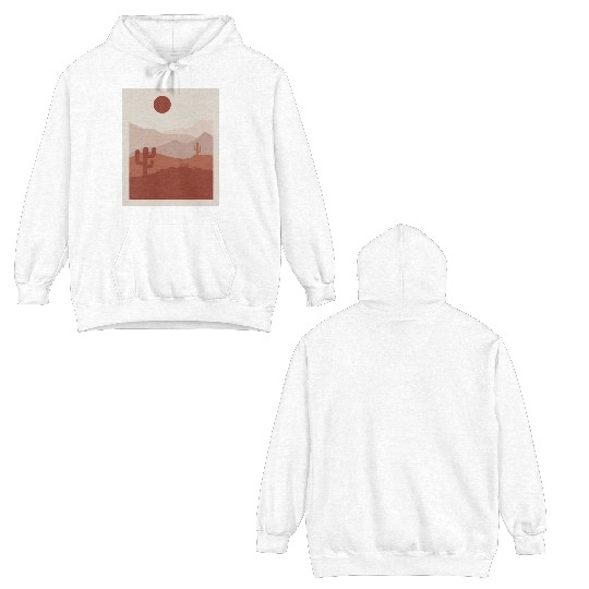 desert sand and sun orange and gray Double Sided Hoodies