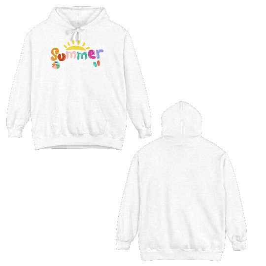 Summer Vibes Hello Vacation Beach Sunshine Funny Double Sided Hoodies