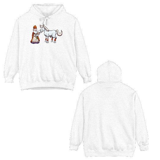 Saint Nicholas Feeding His Horse Double Sided Hoodies