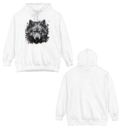 The Lone Wolf. Urban Hunter, Graffiti Style. Double Sided Hoodies