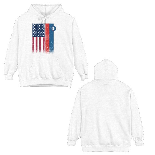 Slovenian Flag Double Sided Hoodies Usa And Slovenia Flags Proud