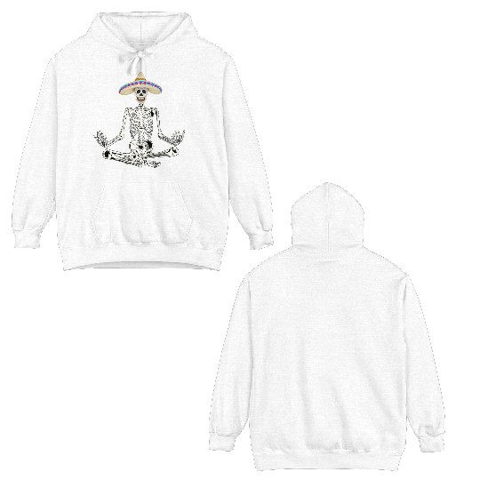 Yoga Skeleton Wearing Sombrero Double Sided Hoodies