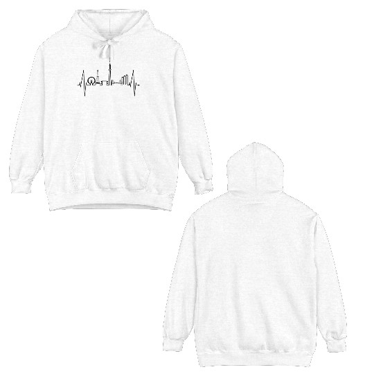 Tokyo Skyline Heartbeat Japanese Heart Love Tokyo Double Sided Hoodies