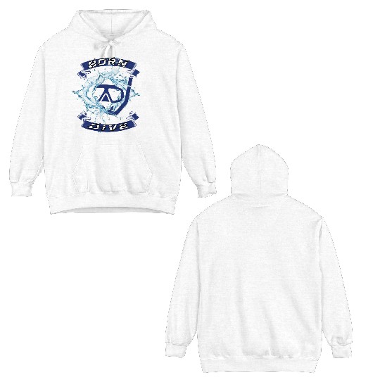 BORN DIVE WHITE Double Sided Hoodies