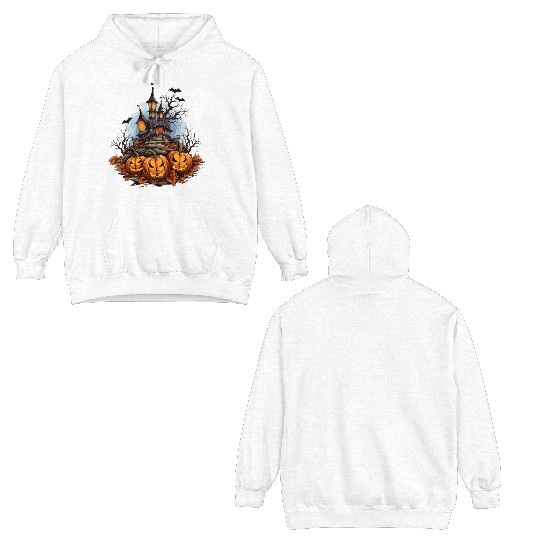 Halloween Pumpkin Bat Spell Haunted House Double Sided Hoodies