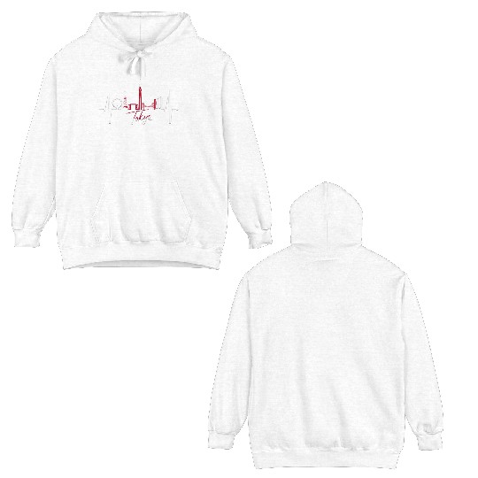 Tokyo Skyline Heartbeat Japanese Heart Love Tokyo Double Sided Hoodies