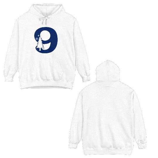 9 White Christmas Stars - Blue Number Nine Double Sided Hoodies
