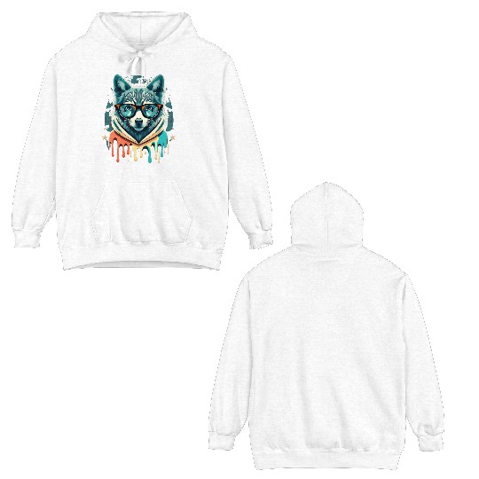 Hipster Wolf Drip Double Sided Hoodies