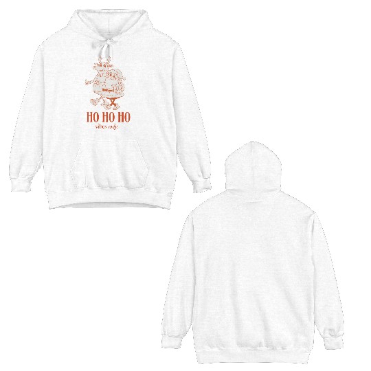 HO HO HO, Hip Vintage Santa and Reindeer Double Sided Hoodies