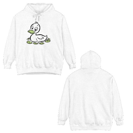 Cute duck swimming in a swamp Double Sided Hoodies