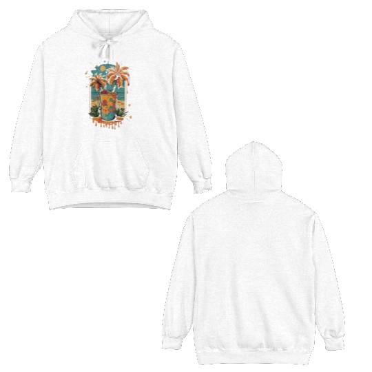 Tropical Bliss: Beach Cocktail Vibes Double Sided Hoodies