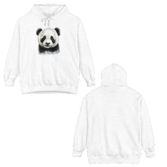 Cute Panda Bear Cub Watercolor Painting Portrait Double Sided Hoodies