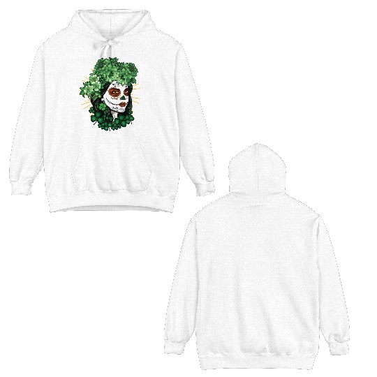 St Patrick's Day Dia De Los Muertos La Catrina Double Sided Hoodies