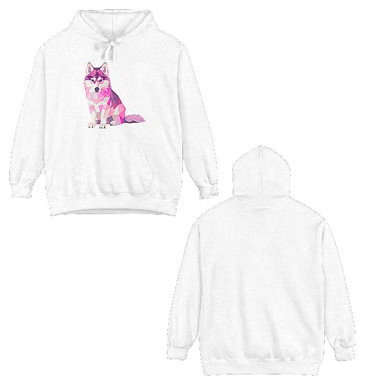 Pink Wolf Cute Baby Wolf Double Sided Hoodies