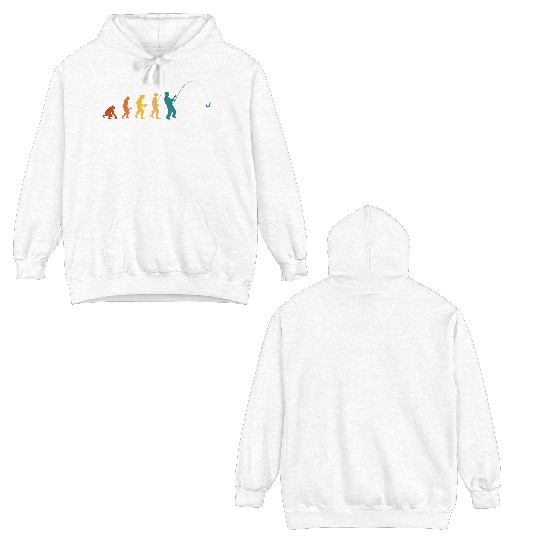 Fisherman Evolution Funny Life Tree Retro Fishing Double Sided Hoodies