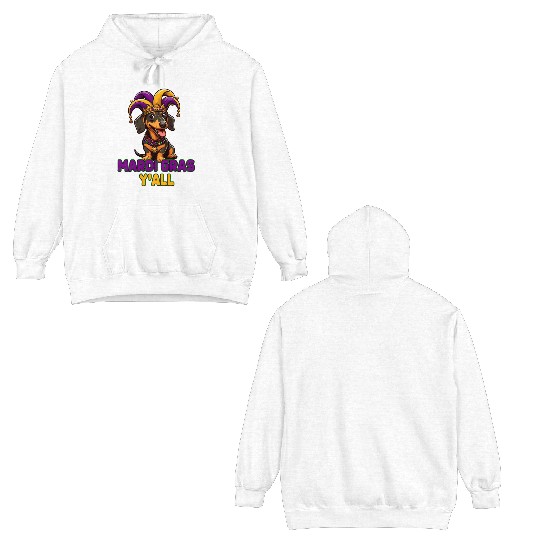Mardi Gras Dachshund Double Sided Hoodies