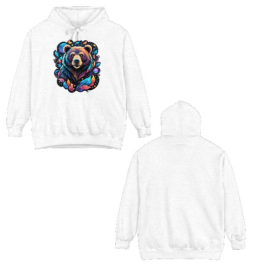 Mystical Galaxy Bear - Celestial Wilderness Art Double Sided Hoodies