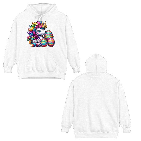 Easter Unicorn & Colorful Eggs Double Sided Hoodies