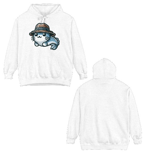 Stylish Catfish with Hat Double Sided Hoodies