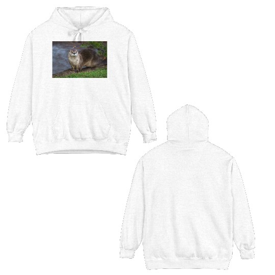Adorable Otter on the Riverbank Double Sided Hoodies