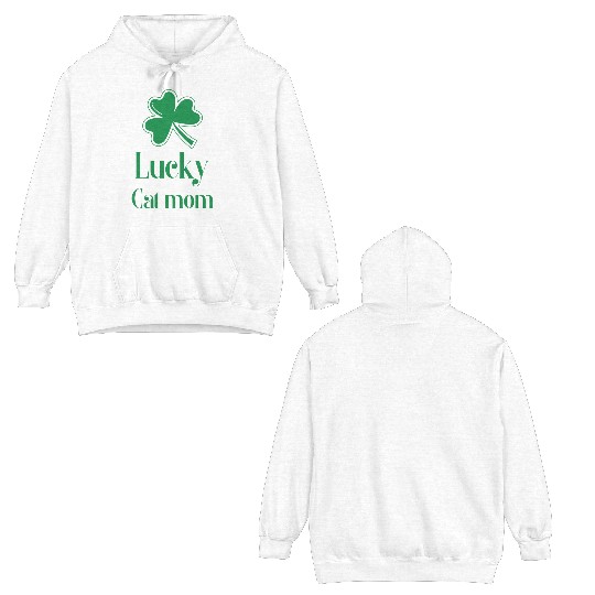 Lucky Cat Mom St Patrick's Day Double Sided Hoodies