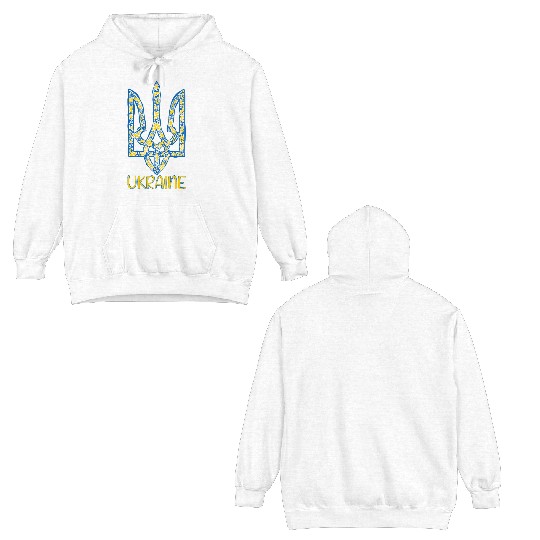 Ukraine trident in Ukrainian flag colors Double Sided Hoodies