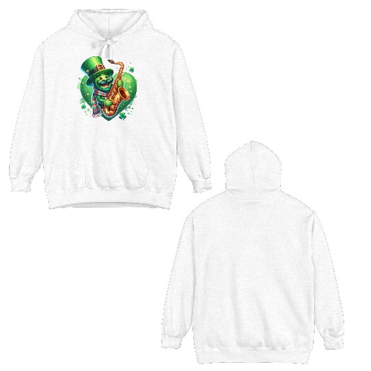 saint patricks day heart jazz music Double Sided Hoodies