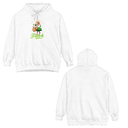Irish Flamingo St Patricks Don't Give A Flock Beer Double Sided Hoodies