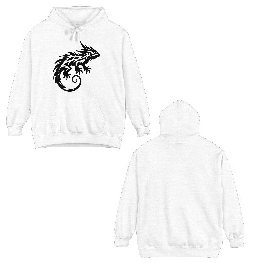Shaggy Bearded Dragon Tribal Dragon Tattoo Double Sided Hoodies
