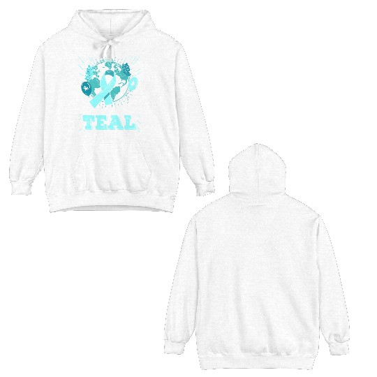 Sexual Assault Awareness Teal Ribbon With Cat Double Sided Hoodies