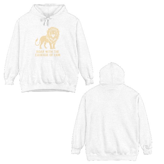 Roar Nature Lover Silhouette Graphic Animal King 4 Double Sided Hoodies