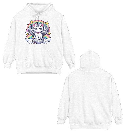 Celestial Charm Unicorn Cat Double Sided Hoodies