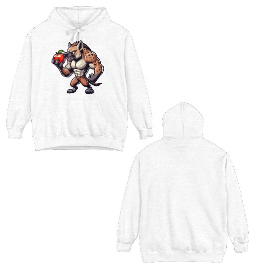 Hyena Enjoying Apple Fitness Workout Double Sided Hoodies