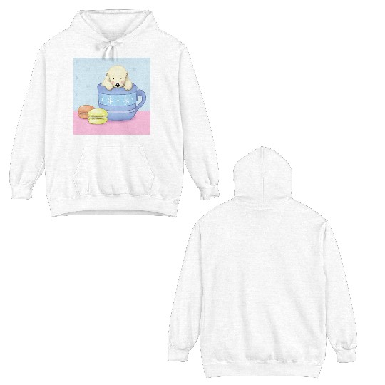 Cute Polar Bear Illustration (Color) Double Sided Hoodies
