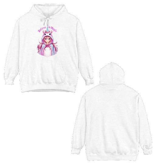 Anime Girl in Unicorn Suit Double Sided Hoodies