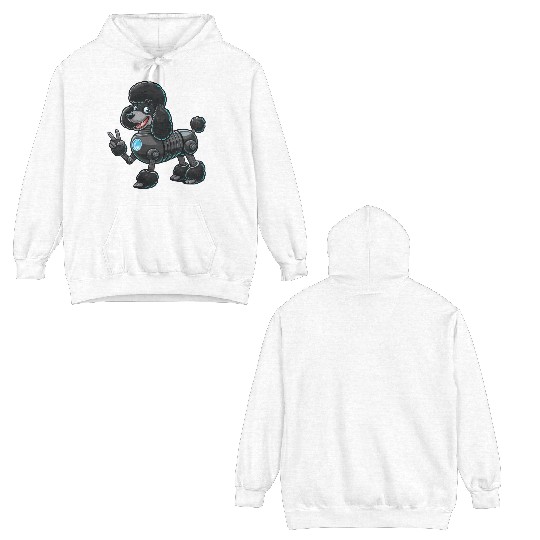 Cyborg Poodle Robot Peace Sign Double Sided Hoodies