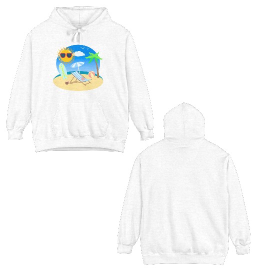 Sunny beach and surfing Double Sided Hoodies